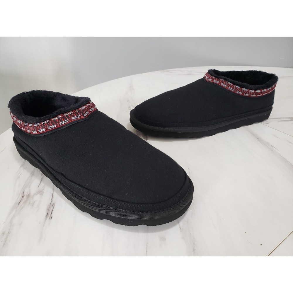 NEW‎ GUESS SIZE 10 Walter Buffalo Check Lining Slip On Slippers Black House Shoe